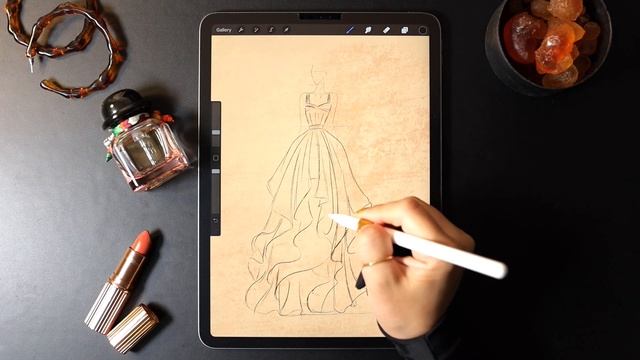 Procreate Digital Fashion illustration Speed Drawing For Dress | Apple Pencil | iPad Pro смотреть онлайн