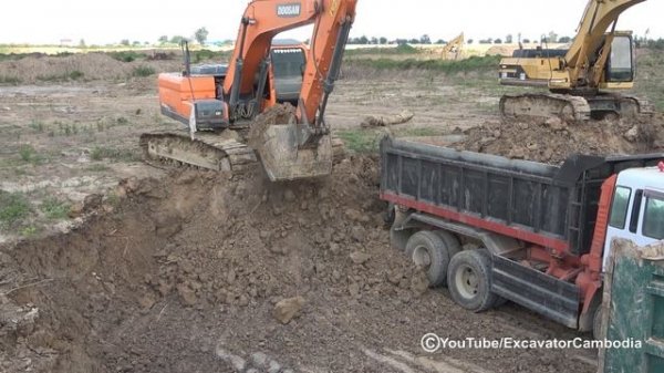 Excavator Doosan Loading To The Trucks | DOOSAN DX225LCA