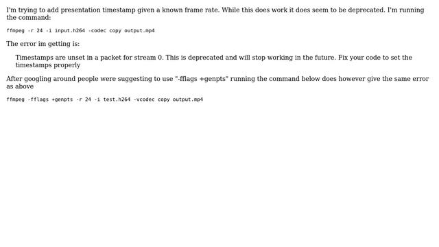Using ffmpeg to add presentation timestamp смотреть онлайн