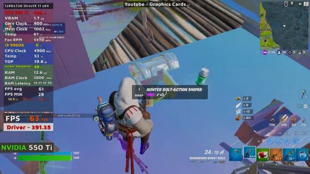 Fortnite | NVIDIA GTX 550 Ti | i9 9900K | 720p Gameplay смотреть онлайн