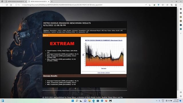 METRO EXODUS ENHANCED BENCHMARK DLSS QLT-PER HIGH-EXTREAM SETTING | RTX 3070TI LAPTOP DELL G15 5520 смотреть онлайн