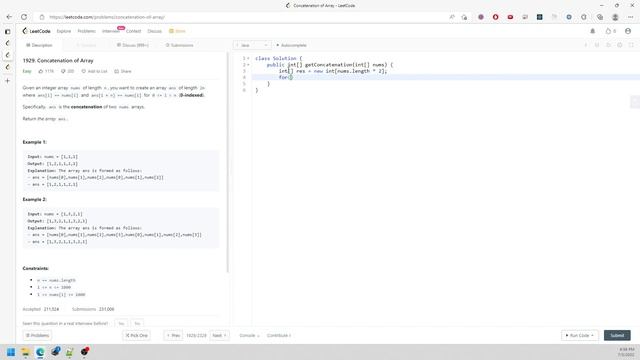LeetCode 1929 | Concatenation of Array | Array | Java смотреть онлайн