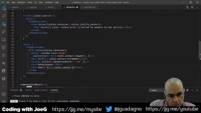 Coding with JoeG - Contact Application - React Native Client - Details Screen смотреть онлайн