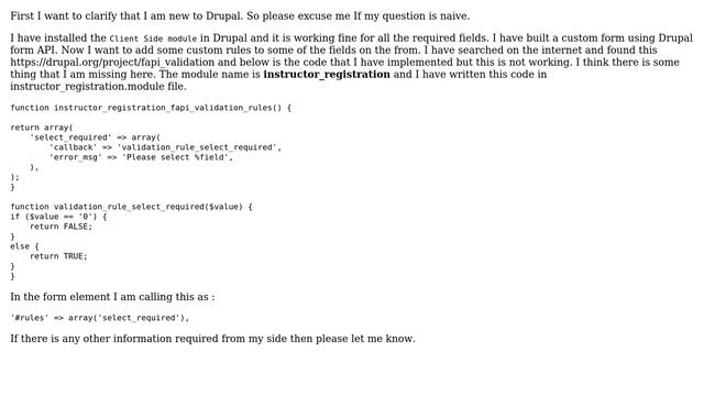 Drupal: Unable to add custom validation rules using client side validation module in Drupal 7 смотреть онлайн