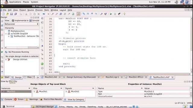 Multiplexor 2 to 1 VHDL ISE Design смотреть онлайн