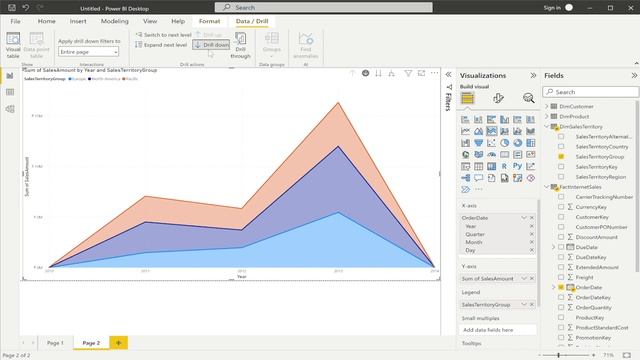 Power BI Tutorial - Stacked Area Chart смотреть онлайн