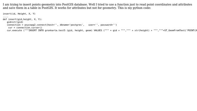 GIS: Insert points to PostGIS using a function смотреть онлайн
