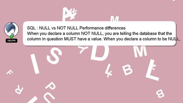 SQL : NULL vs NOT NULL Performance differences смотреть онлайн