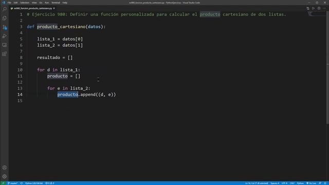 Python - Ejercicio 980: Definir Función Personalizada para Calcular Producto Cartesiano Dos Listas смотреть онлайн