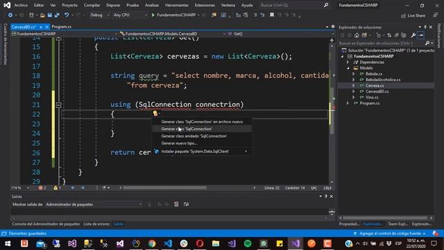 5.- Conexión a base de datos, obtener información | Curso de fundamentos de C# смотреть онлайн