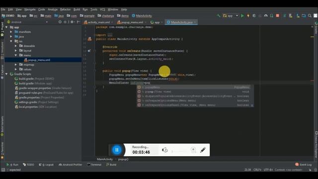 How to Create PopUp Menu in Android.. смотреть онлайн