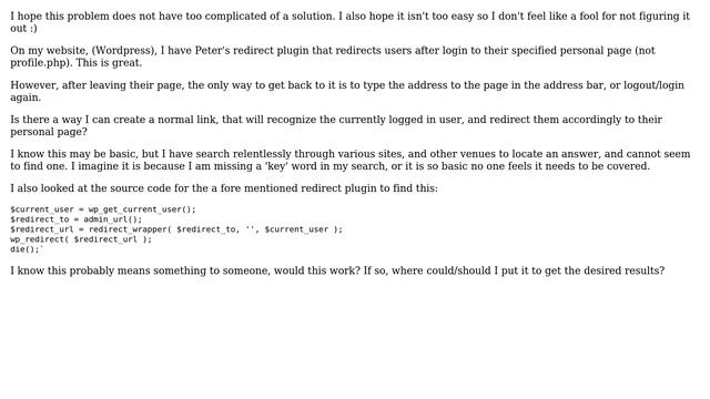 Wordpress: Redirect to current user page upon link click смотреть онлайн