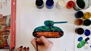 Как нарисовать танк красками | Рисунки к 23 февраля