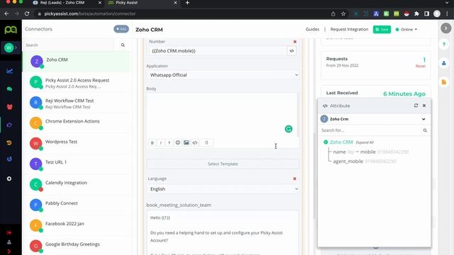 WhatsApp Integration into Zoho CRM Workflow using Picky Assist Connector смотреть онлайн