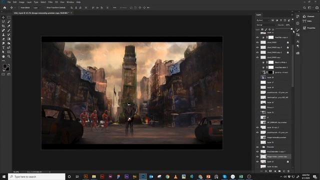 Time Square Concept Art (Photo Bashing) Process in Photoshop смотреть онлайн
