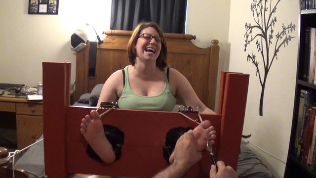 Nerdy Girl Feet Tickled In Stocks