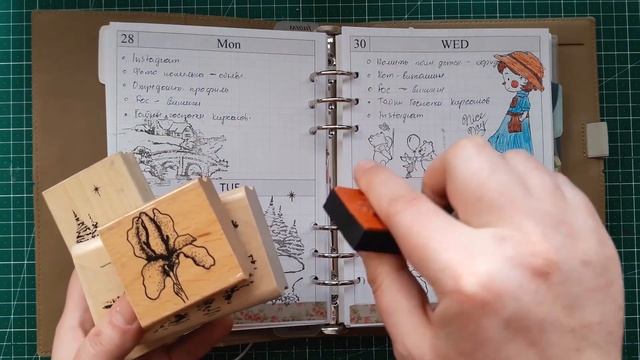 Пропущенные развороты в Filofax Domino + Деревянные штампы/Plan with me Filofax A5 смотреть онлайн