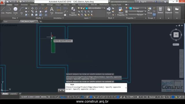 AutoCAD 2016 Aula 13/31: Abrindo vãos de portas e janelas (CURSO BÁSICO GRATUITO) смотреть онлайн