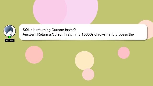 SQL : Is returning Cursors faster? смотреть онлайн
