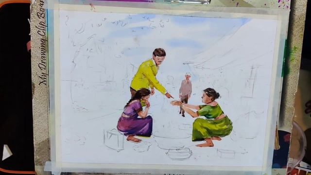 Memory Drawing | MH-AAC CET | how to draw a market scene? part -2 PAINTING. смотреть онлайн