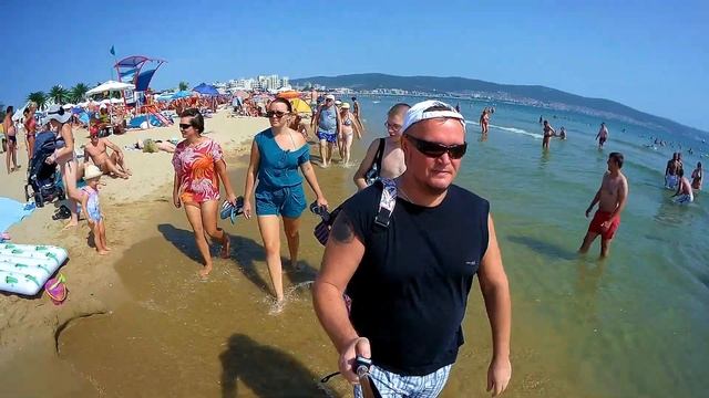 Прогулка по пляжу Солнечного берега в Болгарии-2018 смотреть онлайн