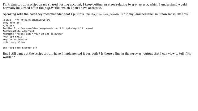 Webmasters: Turning openbase_dir off using .htaccess смотреть онлайн
