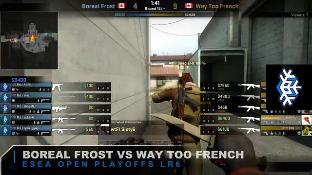 [CS:GO] ESEA-Open Playoff : Boreal Frost VS Way Too French смотреть онлайн