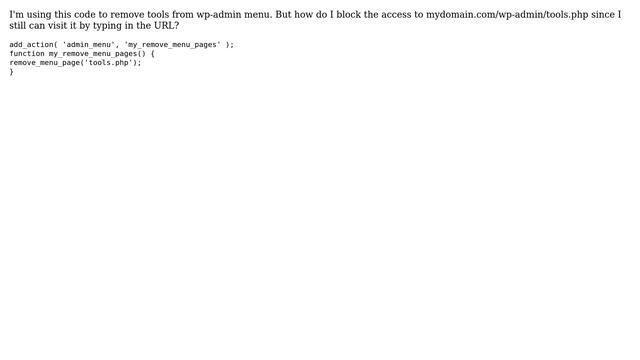 Wordpress: Block tools menu in wp-admin? смотреть онлайн
