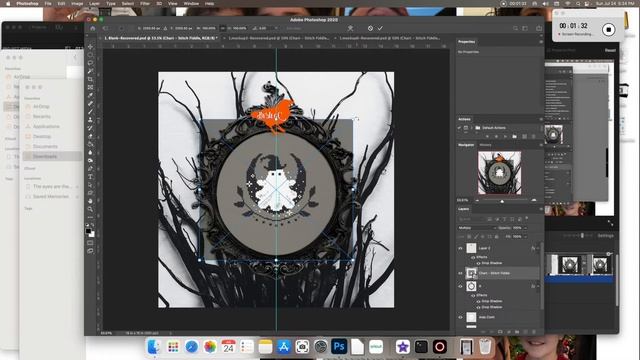 ByMegC Spooky Ghost Witch Cross Stitch Pattern Design Process Using Stitch Fiddle and Photoshop смотреть онлайн