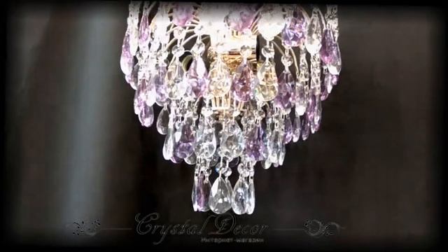 Люстра Хрустальные брызги с подвесом фиолетовая смотреть онлайн