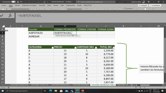 Como usar la función SUBTOTALES en Excel. ? Diccionario de Fórmulas Excel 365 смотреть онлайн