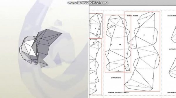 PANDA ON MOON 3D PAPERCRAFT, Lowpoly Papercraft Template of panda on moon Assembly steps