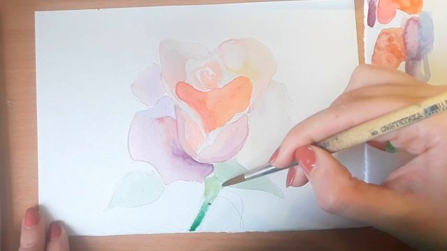 Как рисовать акварелью. Видео урок. Обучение рисованию.Рисование для новичков.Роза.Как рисовать роз смотреть онлайн
