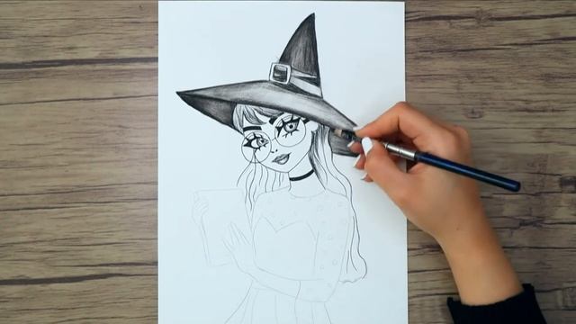 How To Draw A Witch Girl For Beginners | Drawing Step By Step