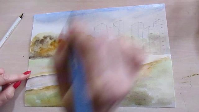 ВИДЕО УРОК . АКВАРЕЛЬ. КАК ЗА 15 минут нарисовать рисунок ВЕСНА ЗА ГОРОДОМ. MVI 3144 смотреть онлайн