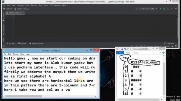 How to draw alphabet patterns in python using pycharm