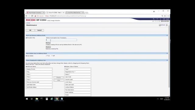 Ricoh | Address Book Export/Import смотреть онлайн