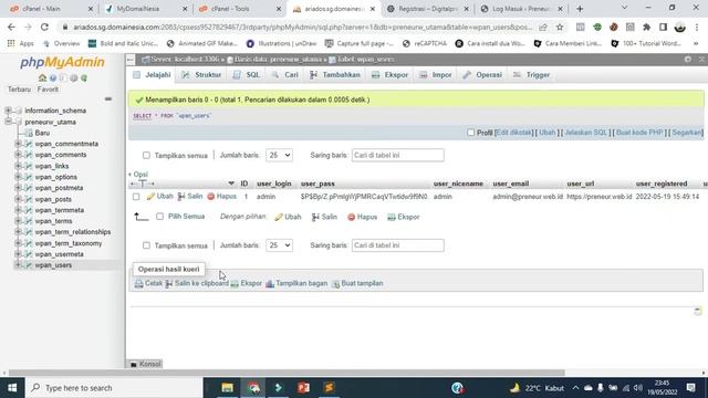 Solusi Tidak Bisa Login WordPress | Cara Mengganti Password WordPress Lewat phpMyAdmin cPanel смотреть онлайн