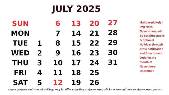 July Calendar 2025 смотреть онлайн