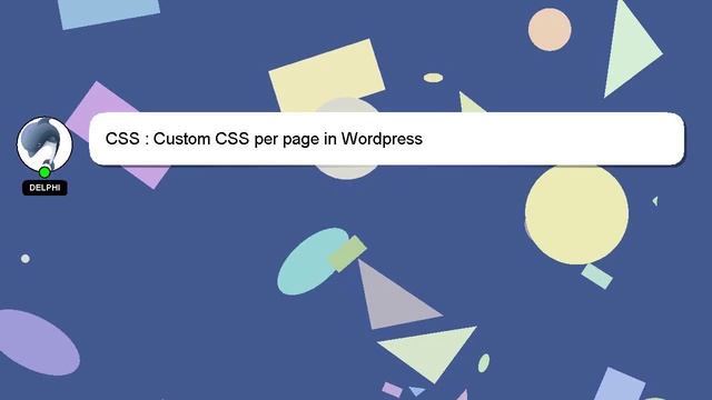 CSS : Custom CSS per page in Wordpress смотреть онлайн