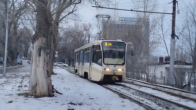 Трамвай 71-619КТ [№1001] | Следует по маршруту №3 | Город Саратов смотреть онлайн