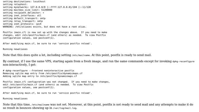 dpkg-reconfigure: dialog frontend sets up postfix successfully; non-interactive frontend fails смотреть онлайн