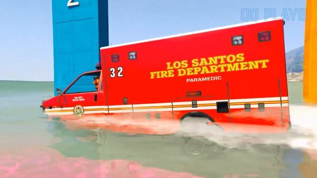 Fire Truck vs Police van vs Ambulance Truck vs LifeGuard Car - GTA 5 Cars Which is best? смотреть онлайн