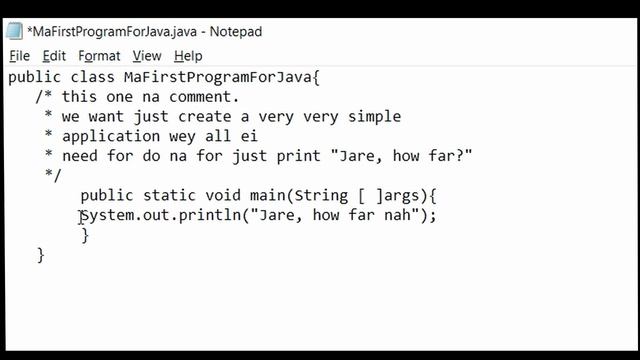 Introduction for Java Programming - 3 - Our First Java Program (In Pidgin) смотреть онлайн