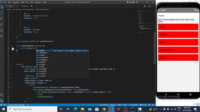 How to select and deselect multiple item in react-native using Hooks смотреть онлайн