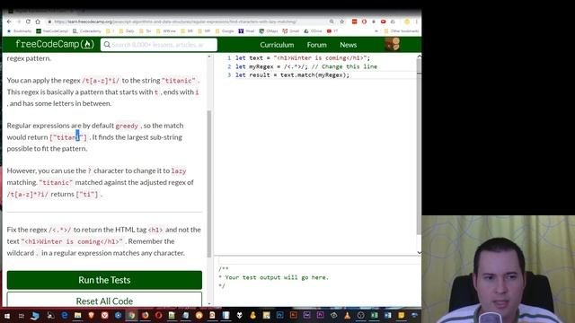 14 Find Characters with Lazy Matching - Regular Expressions - freeCodeCamp смотреть онлайн