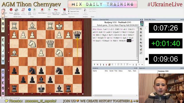 Chess prodigy Tykhon. MIX daily training. GO to GM! LiveStream. 20/04/2021 смотреть онлайн