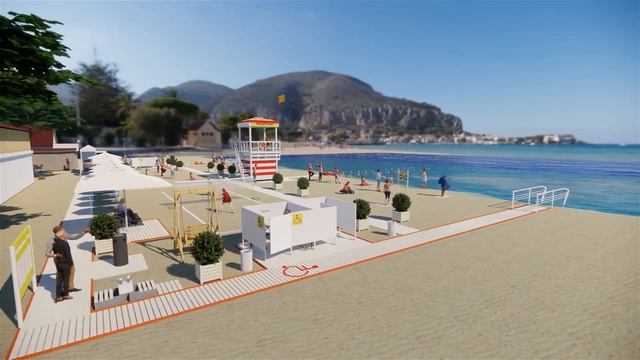 Благоустройство пляжа общественного пользования - 3D эскизная визуализация смотреть онлайн