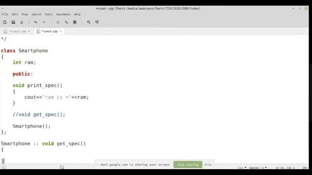 Object Oriented Methodologies | Default Constructor in C++ смотреть онлайн