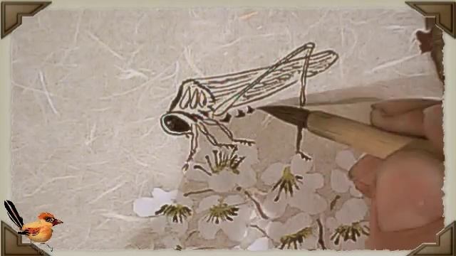 Chinese Cricket Painting. Chinese Bird and Flower Paintings. смотреть онлайн